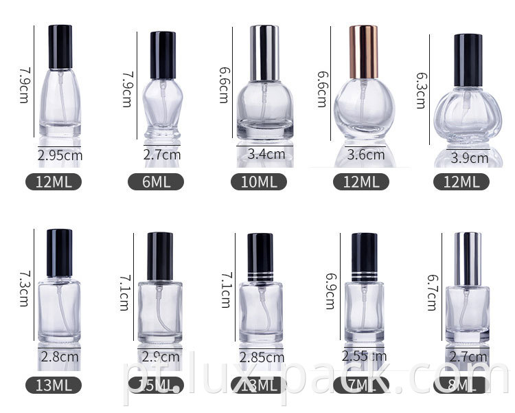 Cor personalizada 4ml 5ml 6ml 7ml Perfumes de vidro vazio garrafa de loção para pulverização